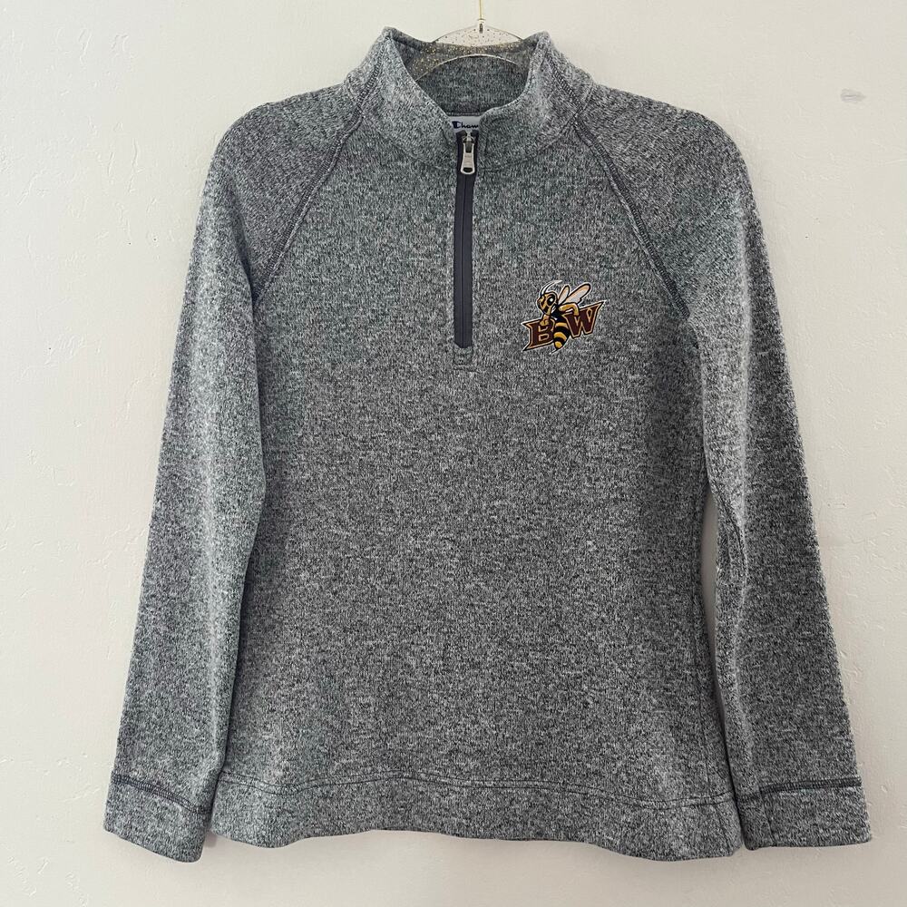 Champion Baldwin Wallace Sweatshirt Embroidered 1/4 Zip Pullover Small Gray